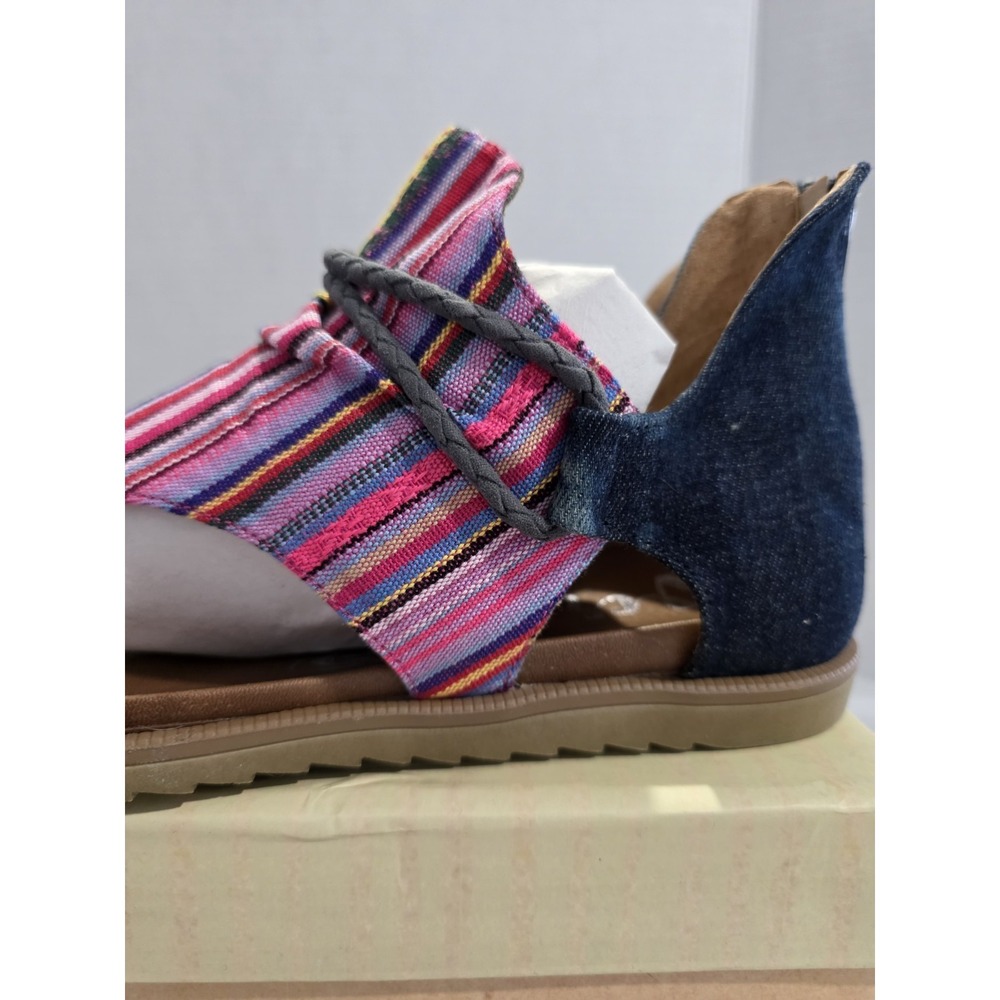 Very G Dakota Pink Blue Striped Sandal‎ Womans Size 9 Denim - Picture 8 of 13
